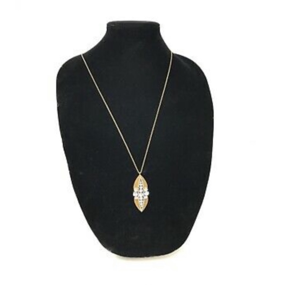 J. Crew Gold Crystal Art Deco Pendant Necklace